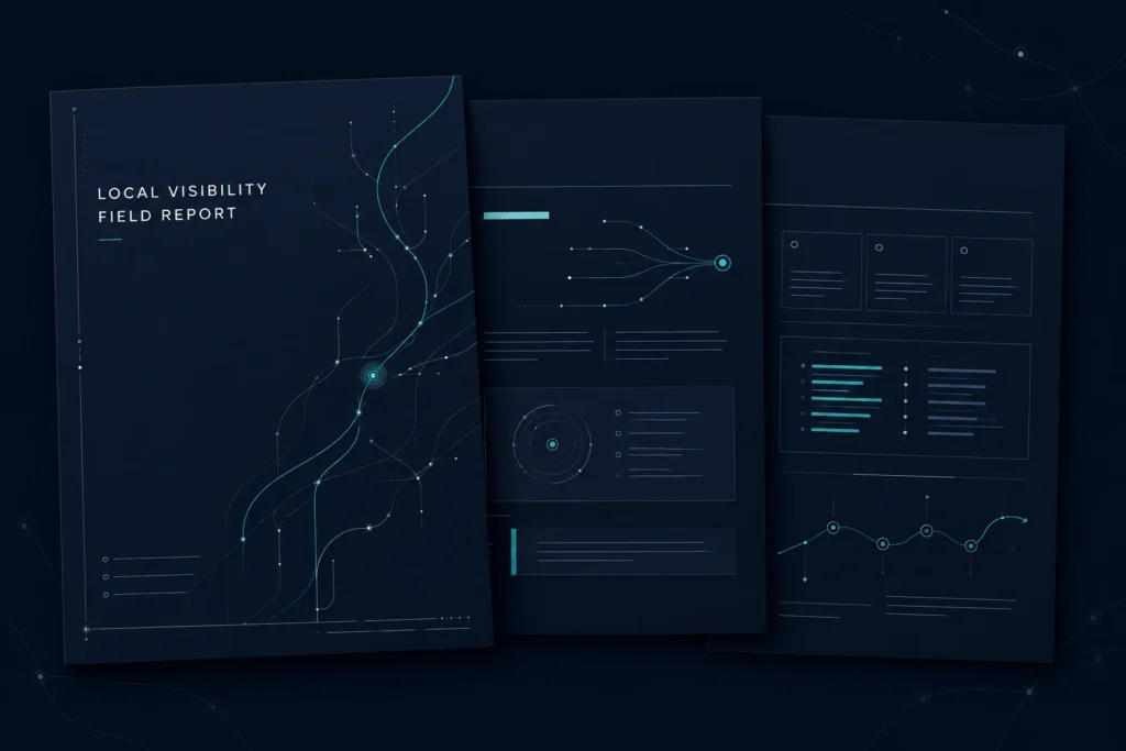 Local Visibility Field Report shown as printed spreads