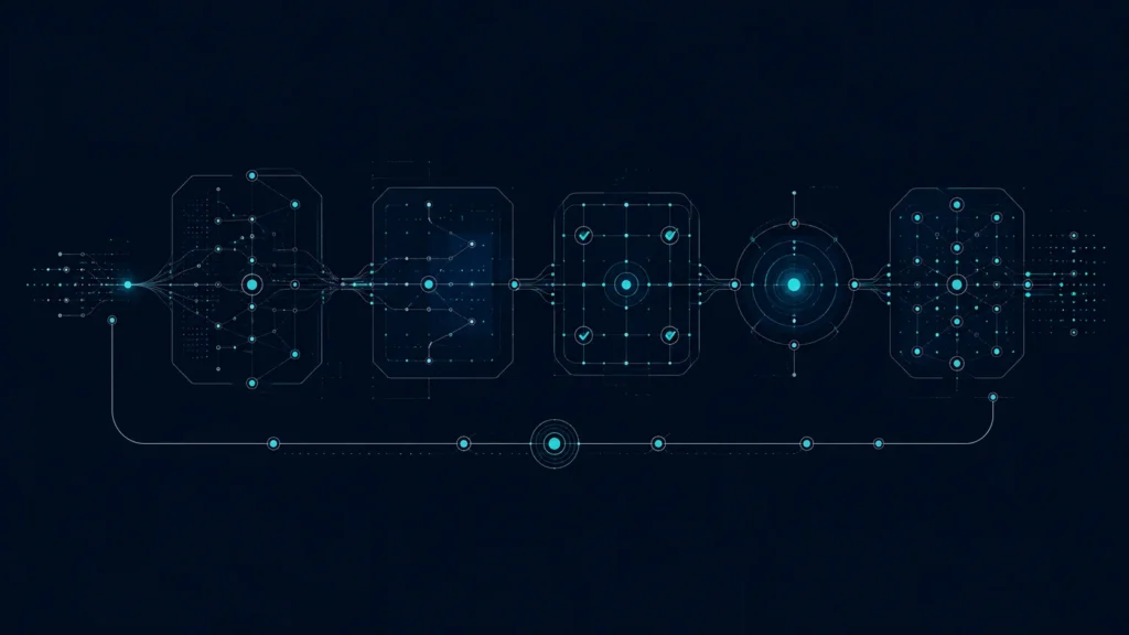 Diagram: how a change request moves from request through review to a safe deployment.